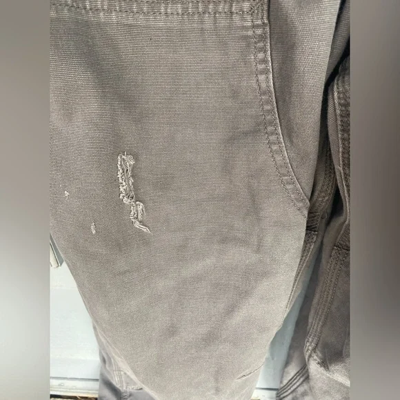 Carhartt Rugged Flex Relaxed Fit Canvas rigby Bibs Gravel gray/blue  42x34 - Picture 4 of 7